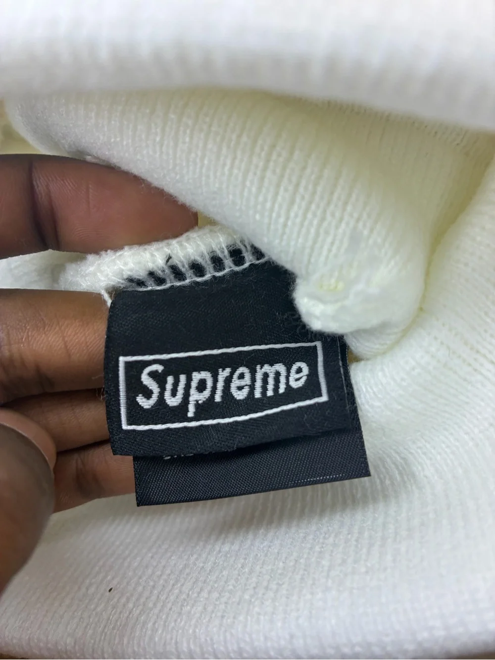 Supreme Kids White Embroidered Box Logo Beanie